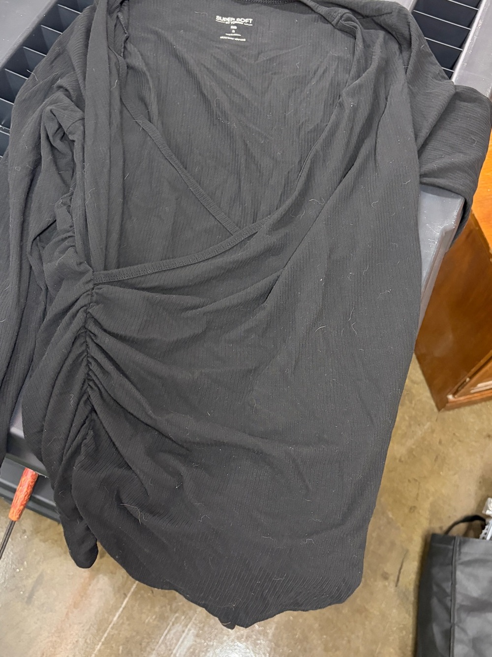 torrid Black Asymmetrical Ruched Wrap Sweater